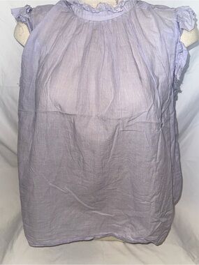 Frame Denim Lavender-Striped Ruffle Button-Front Shirt